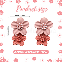 4 Pairs 2 Colors Zinc Alloy Resin Dangle Stud Earrings&nbsp;EJEW-GO0002-04