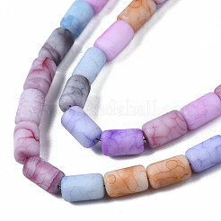 Opaque Baking Paint Crackle Glass Beads Strands&nbsp;FGLA-T004-01I