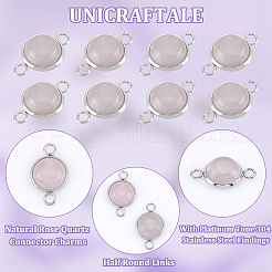 20Pcs Natural Rose Quartz Connector Charms&nbsp;G-UN0001-22A