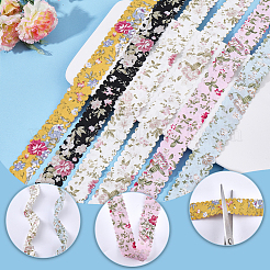 2Sets 2 Styles Polyester Flower Printed Ribbon&nbsp;OCOR-CY0004-52