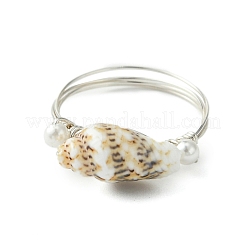 Natural Sea Shell Finger Rings&nbsp;RJEW-TA00173