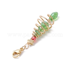 Christmas Tree Glass & Brass Pendant Decorations&nbsp;HJEW-JM02012