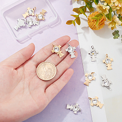 12Pcs 2 Colors 201 Stainless Steel Pendants&nbsp;STAS-DC0006-33