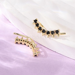 Brass Pave Cubic Zirconia Stud Crawler Earrings&nbsp;KK-CBAA351-22G-02