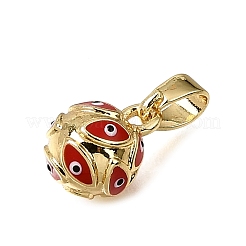 Brass with Red Enamel Charms&nbsp;KK-CBAA632-39G
