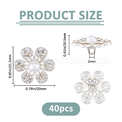 40Pcs 1-Hole Alloy Rhinestone Shank Buttons&nbsp;BUTT-FH0001-026