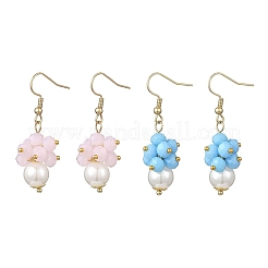 2 Pairs Round ABS Plastic Imitation Pearl Dangle Earrings&nbsp;EJEW-JE06757