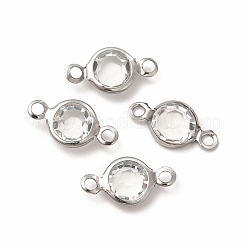 304 Stainless Steel with Glass Connector Charms&nbsp;STAS-G305-08P-03