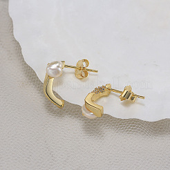 925 Sterling Silver Stud Earrings&nbsp;EJEW-Z041-07G