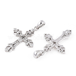 Rhodium Plated 925 Sterling Silver Micro Pave Clear Cubic Zirconia Pendants&nbsp;STER-T007-34P
