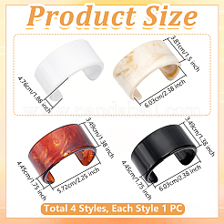 4Pcs 4 Styles Two-tone Acrylic Cuff Bangles for Women&nbsp;BJEW-UN0002-02