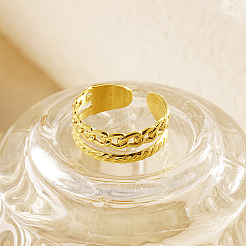 304 Stainless Steel Hollow Chain Cuff Rings&nbsp;AF3272-1