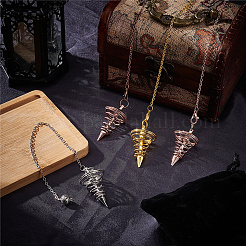 4Pcs 4 Colors Brass Cable Chain Coil Dowsing Pendulums&nbsp;HJEW-CP0001-02