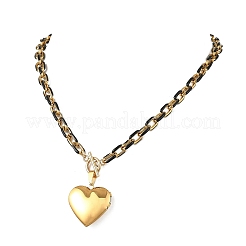 304 Stainless Steel Enamel Photo Heart Locket Pendant Cable Chain Necklaces with OT Clasps for Women Men&nbsp;NJEW-JN06005