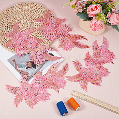 4Pcs Flower & Leaf Polyester and Plastic Applqiues&nbsp;PATC-CY0001-49B