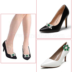 4Pcs 2 Styles Flower Brass Rhinestone Shoe Decorations&nbsp;AJEW-WR0002-42A