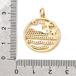 Brass Micro Pave Clear Cubic Zirconia Pendants&nbsp;CU-CBA6344-02G