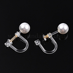 Resin Clip-on Earring Converter with ABS Plastic Imitation Pearl Beaded&nbsp;STAS-T064-02G