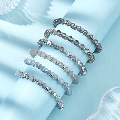 6Pcs Round Glass & CCB Beads Stretch Bracelets for Women&nbsp;BJEW-JB12676