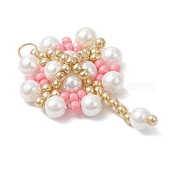 Glass Seed Beaded Flower Pendants&nbsp;PALLOY-MZ00827-05