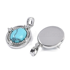 Synthetic Turquoise Oval Pendants&nbsp;KK-U043-44P-D