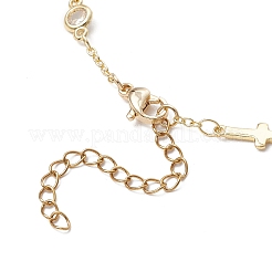 Brass Pave Clear Cubic Zirconia Flat Round Cross Bracelet Making&nbsp;AJEW-JB01356