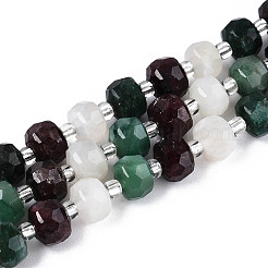 Natural Fuchsite & Garnet & White Moonstone Beads Strands&nbsp;G-T144-20A-01