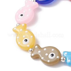 Handmade Lampwork Enamel Fish Beaded Stretch Bracelets for Women Men&nbsp;BJEW-TA00685