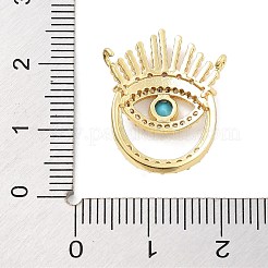 Evil Eye Rack Plating Brass Micro Pave Cubic Zirconia Pendants&nbsp;KK-Z071-69G-02