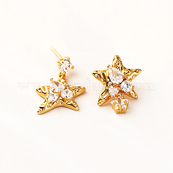 Brass Micro Pave Clear Cubic Zirconia Stud Earrings&nbsp;WGC3A37-01