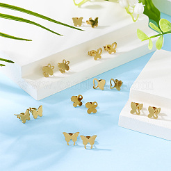 8 Pairs 8 Styles PVD Vacuum Plating 304 Stainless Steel Stud Earrings for Women&nbsp;EJEW-TA0001-45