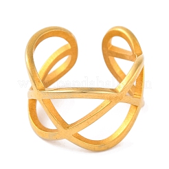 Ion Plating(IP) 304 Stainless Steel Criss Cross Open Cuff Finger Rings for Women&nbsp;RJEW-S414-16B-G
