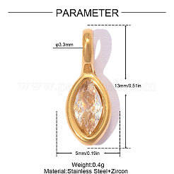 304 Stainless Steel Pave Cubic Zirconia Charms&nbsp;CU-OY001-27G-01