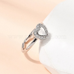 Brass Micro Pave Cubic Zirconia Cuff Open Rings for Women&nbsp;RJEW-B160-10P