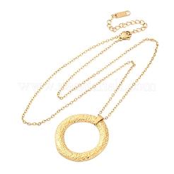 304 Stainless Steel Textured Ring Pendant Necklaces&nbsp;NJEW-H059-23G