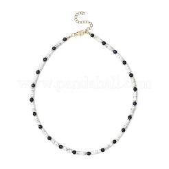 Round Natural Lapis Lazuli & Natural Howlite Heishi Beaded Necklaces&nbsp;NJEW-JN05662