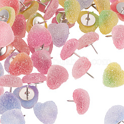 50Pcs 5 Colors Heart Gradient Color Druzy Resin Drawing Pins&nbsp;AJEW-TAC00063