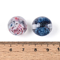 Transparent Inner Flower Resin Beads&nbsp;RESI-T061-08M