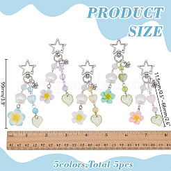 5Pcs Acrylic & ABS Plastic Imitation Pearl & Glass & Resin Pendant Decorations&nbsp;HJEW-WR00027