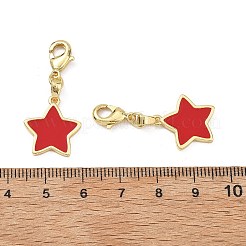 Star Brass Enamel Pendant Decorations&nbsp;KK-B198-03G