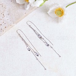 Anti-Tarnish Rhodium Plated 925 Sterling Silver Leaf with Chain Tassel Dangle Earrings&nbsp;JE1042A