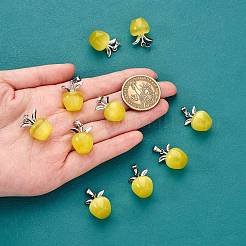 10Pcs Apple Gemstone Charm Pendant Crystal Quartz Healing Natural Stone Pendants Pink Silver Buckle for Jewelry Necklace Earring Making Crafts&nbsp;JX525D