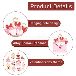 20Pcs 10 Styles Valentine's Day Alloy Enamel Pendants&nbsp;ENAM-YW0008-67