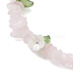 Natural Rose Quartz Chip Beaded Stretch Bracelets for Women&nbsp;BJEW-JB12311-02