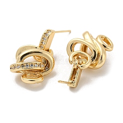 Brass with Clear Cubic Zirconia Dangle Stud Earrings&nbsp;EJEW-B035-07KCG