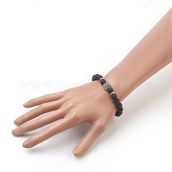 Natural Lava Rock Beads Stretch Bracelets&nbsp;BJEW-JB03850-07