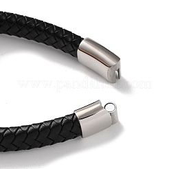 Men's Braided Black PU Leather Cord Bracelets&nbsp;BJEW-K243-18AS