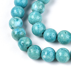 Dyed Synthetic Fossil Beads Strands&nbsp;G-T139-6mm-66F