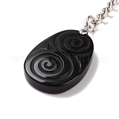 Natural Gemstone Teardrop with Spiral Pendant Keychain&nbsp;KEYC-A031-02P