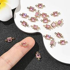 SHEGRACE Brass Pave Cubic Zirconia Square Connector Charms&nbsp;XGRQ2O093-440E-G